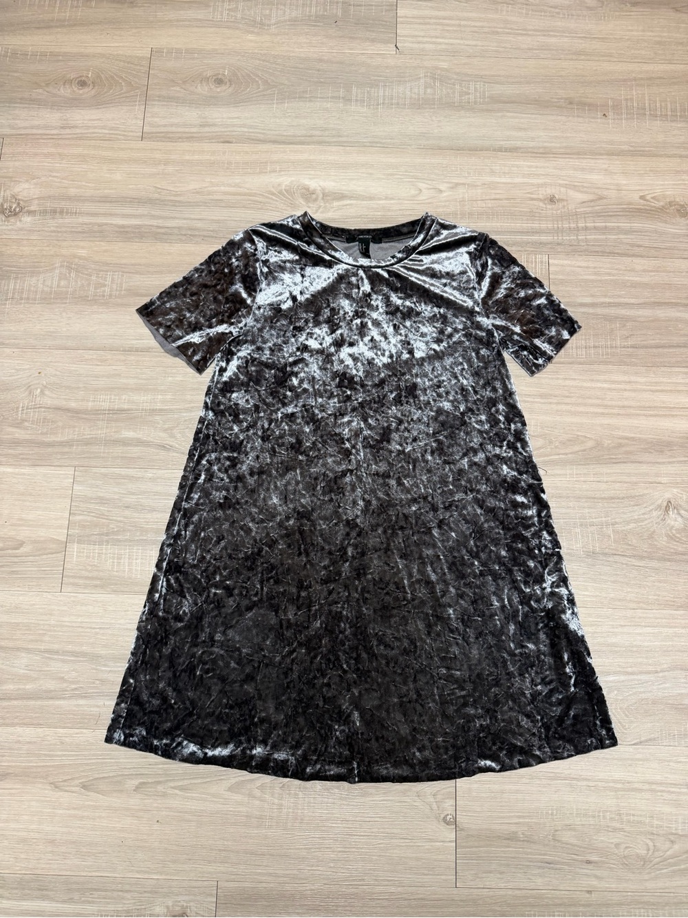 Forever 21 Crushed Velvet Mini Dress — Charcoal Grey Blueish